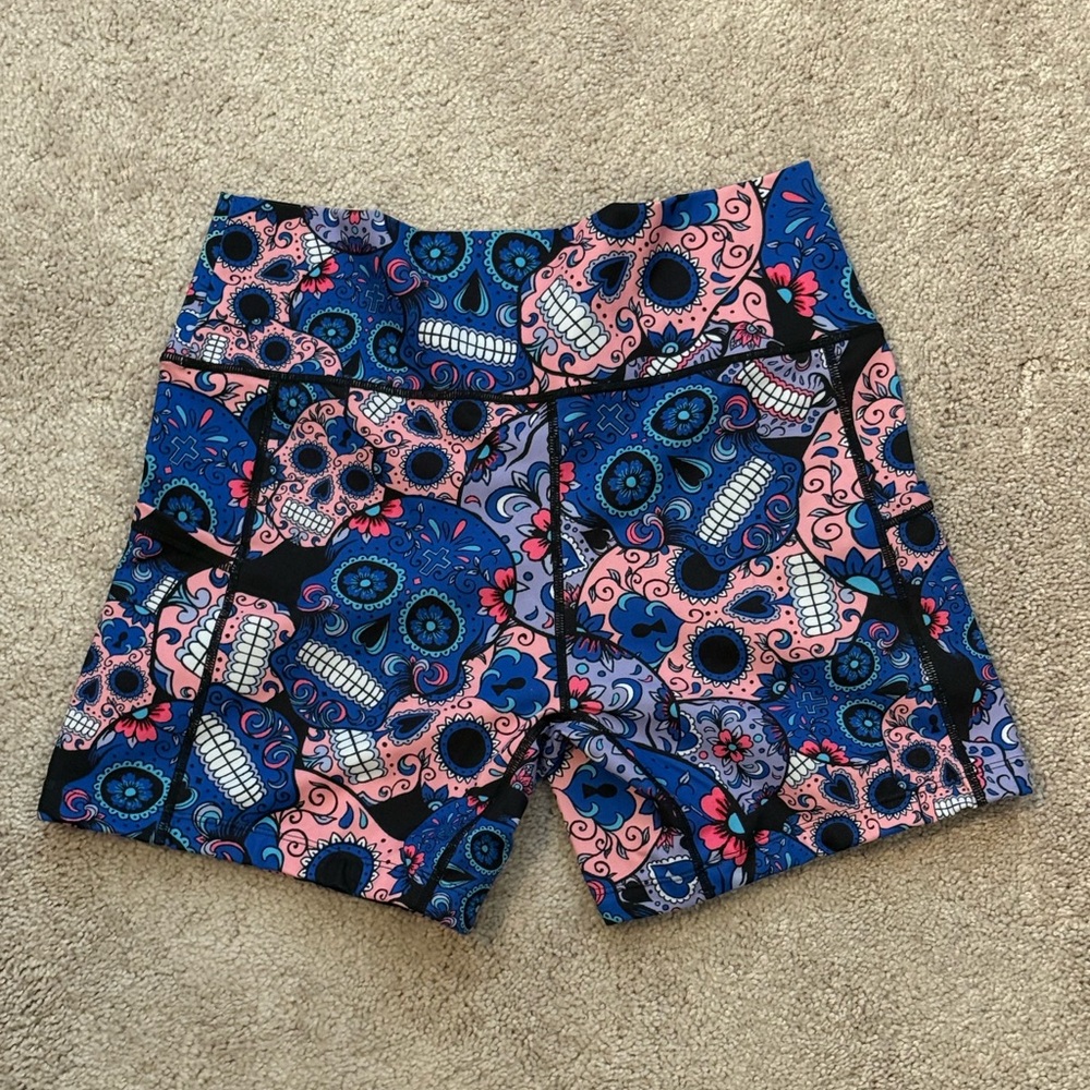 Constantly Varied Gear Blue and Pink Skull Bike Shorts